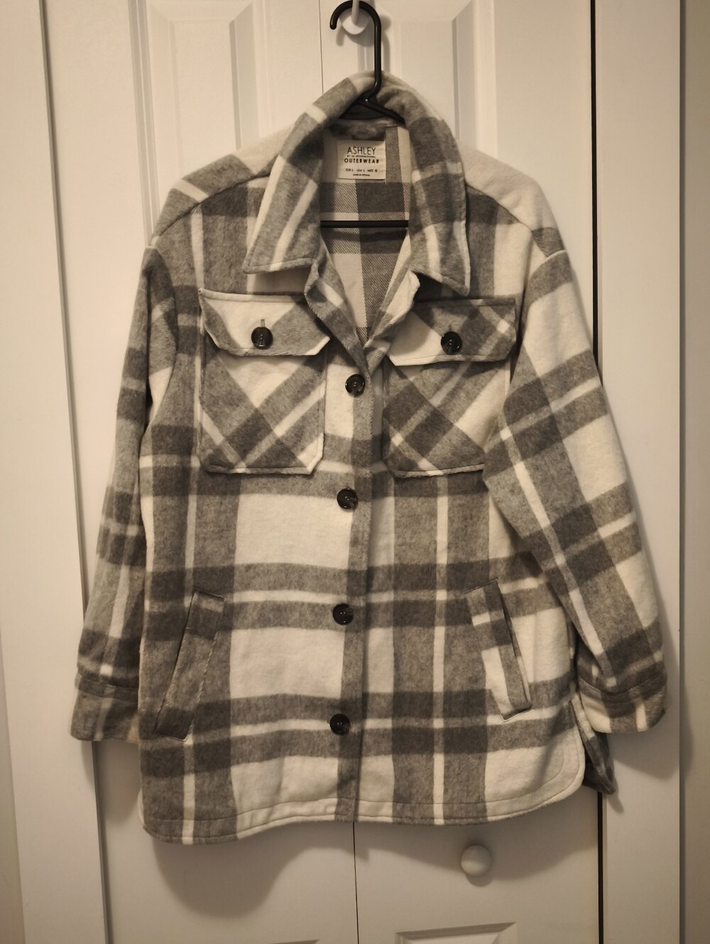 NWOT Ashley By 26 International Oversized Wool-Blend Plaid Jacket